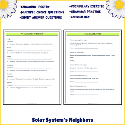 Solar System's Neighbors | Poem Grammar Worksheet Printable Activity