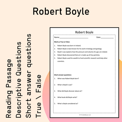 Robert Boyle | Reading Comprehension Passage Printable Activity