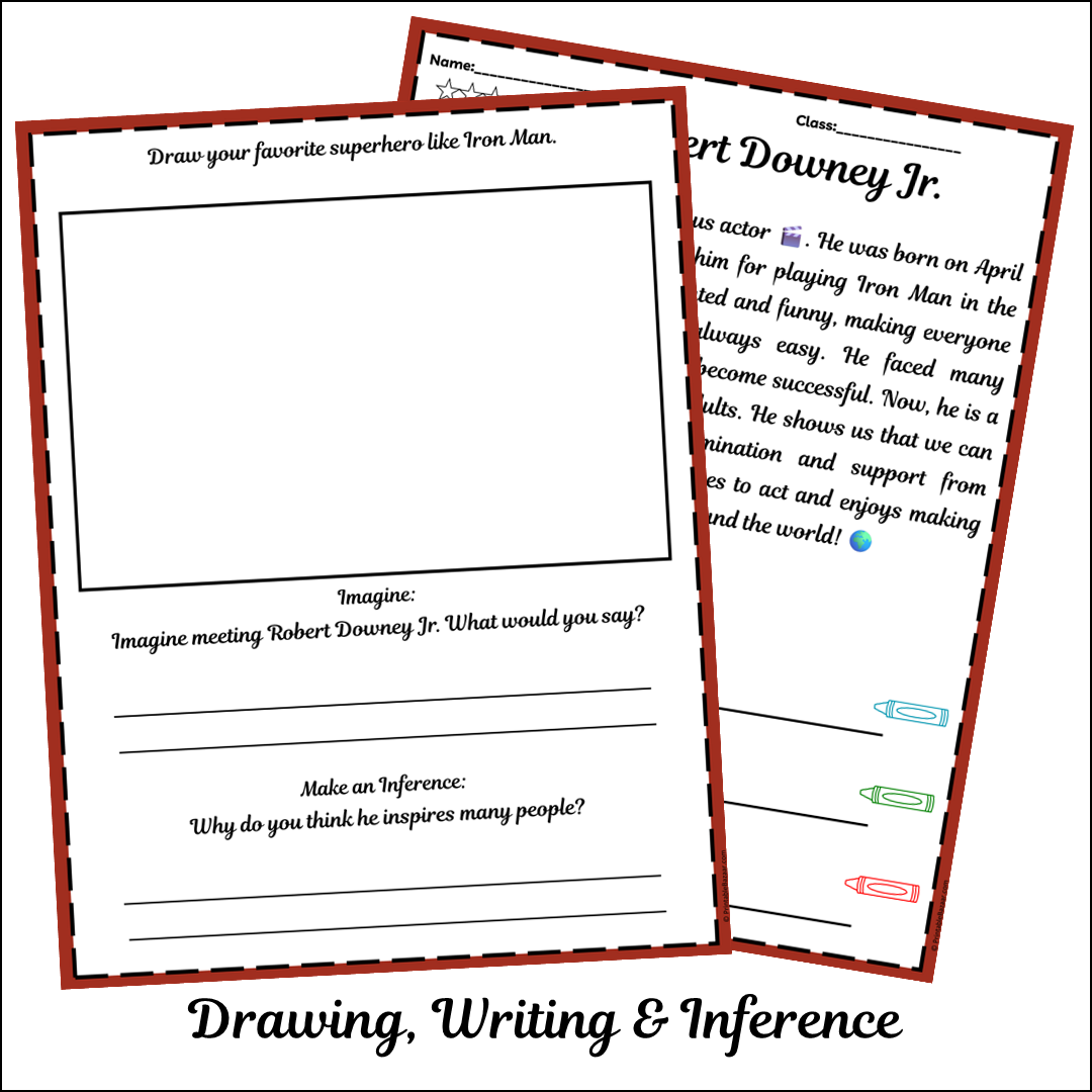 Robert Downey Jr. | Short Reading Comprehension Creative Worksheet