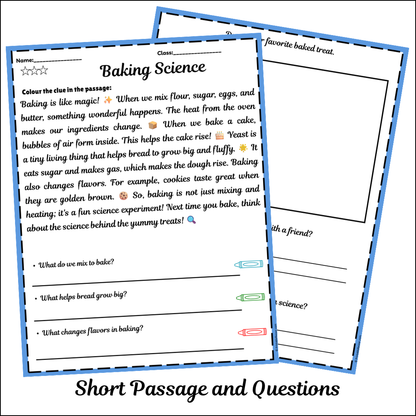 Baking Science | Short Reading Comprehension Creative Worksheet
