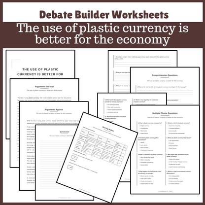 The use of plastic currency is better for the economy | Favour and Against Worksheet Printable Activity