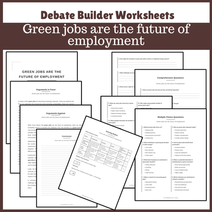 Green jobs are the future of employment | Favour and Against Worksheet Printable Activity