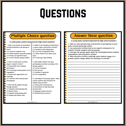 Is social justice activism important for high school students? | Debate Case Study Worksheet