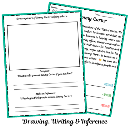 Jimmy Carter | Short Reading Comprehension Creative Worksheet