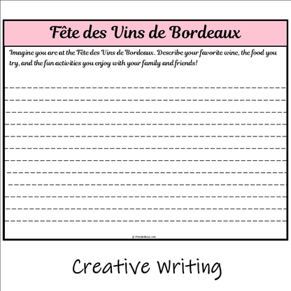 Fête des Vins de Bordeaux | Main Idea and Supporting Details Reading Passage and Questions