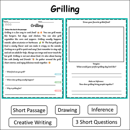 Grilling | Short Reading Comprehension Creative Worksheet