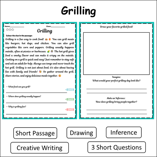 Grilling | Short Reading Comprehension Creative Worksheet