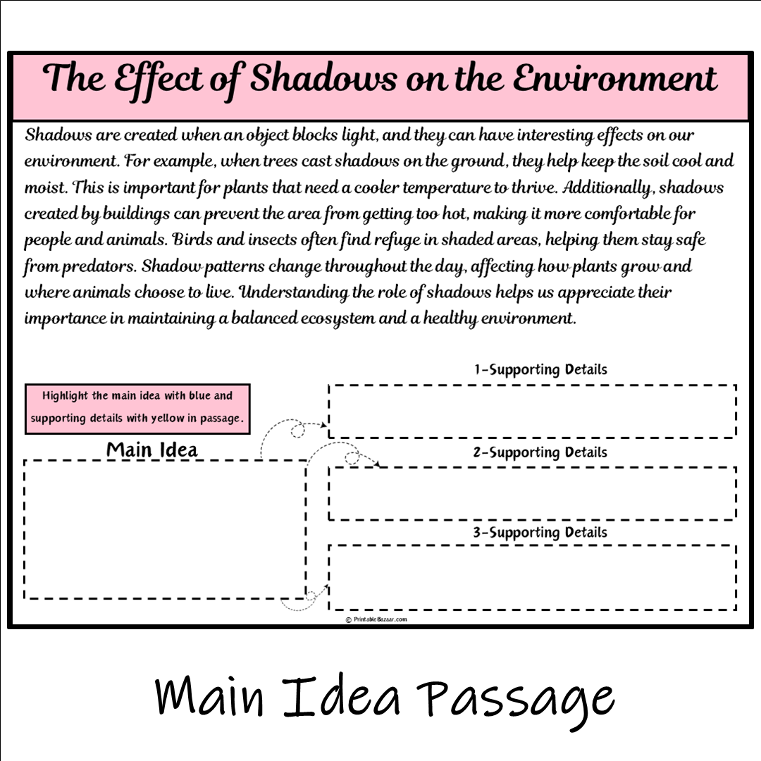 The Effect of Shadows on the Environment | Main Idea and Supporting Details Reading Passage and Questions