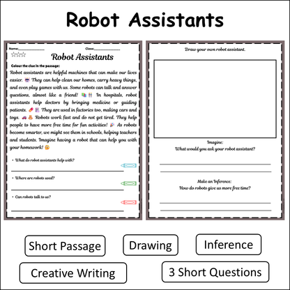 Robot Assistants | Short Reading Comprehension Creative Worksheet