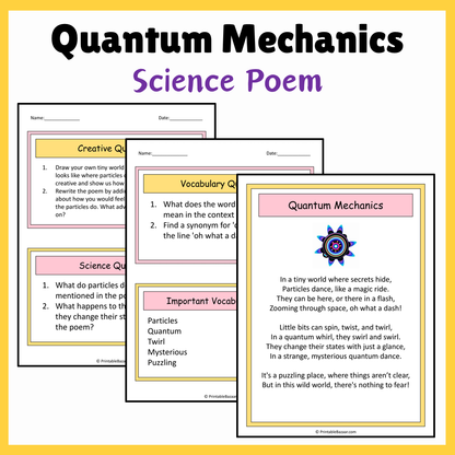 Quantum Mechanics | Science Poem Reading Comprehension Activity