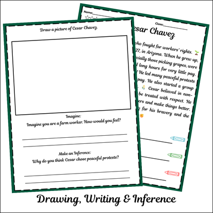Cesar Chavez | Short Reading Comprehension Creative Worksheet