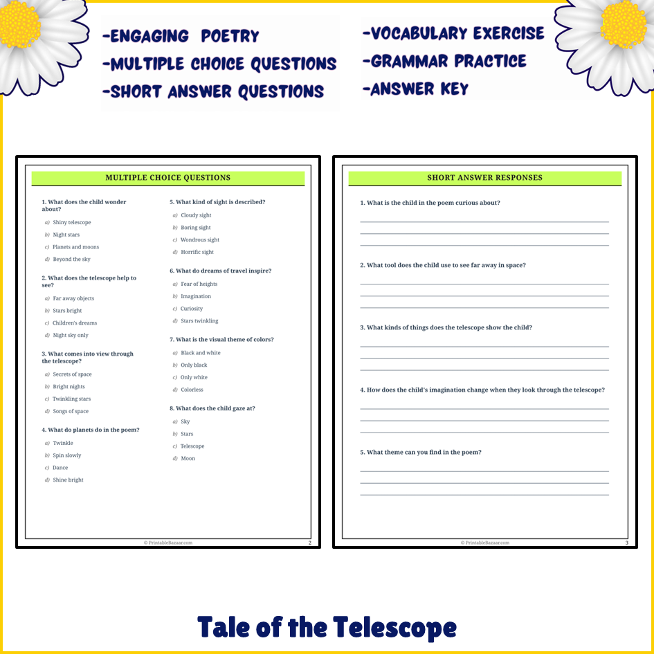 Tale of the Telescope | Poem Grammar Worksheet Printable Activity