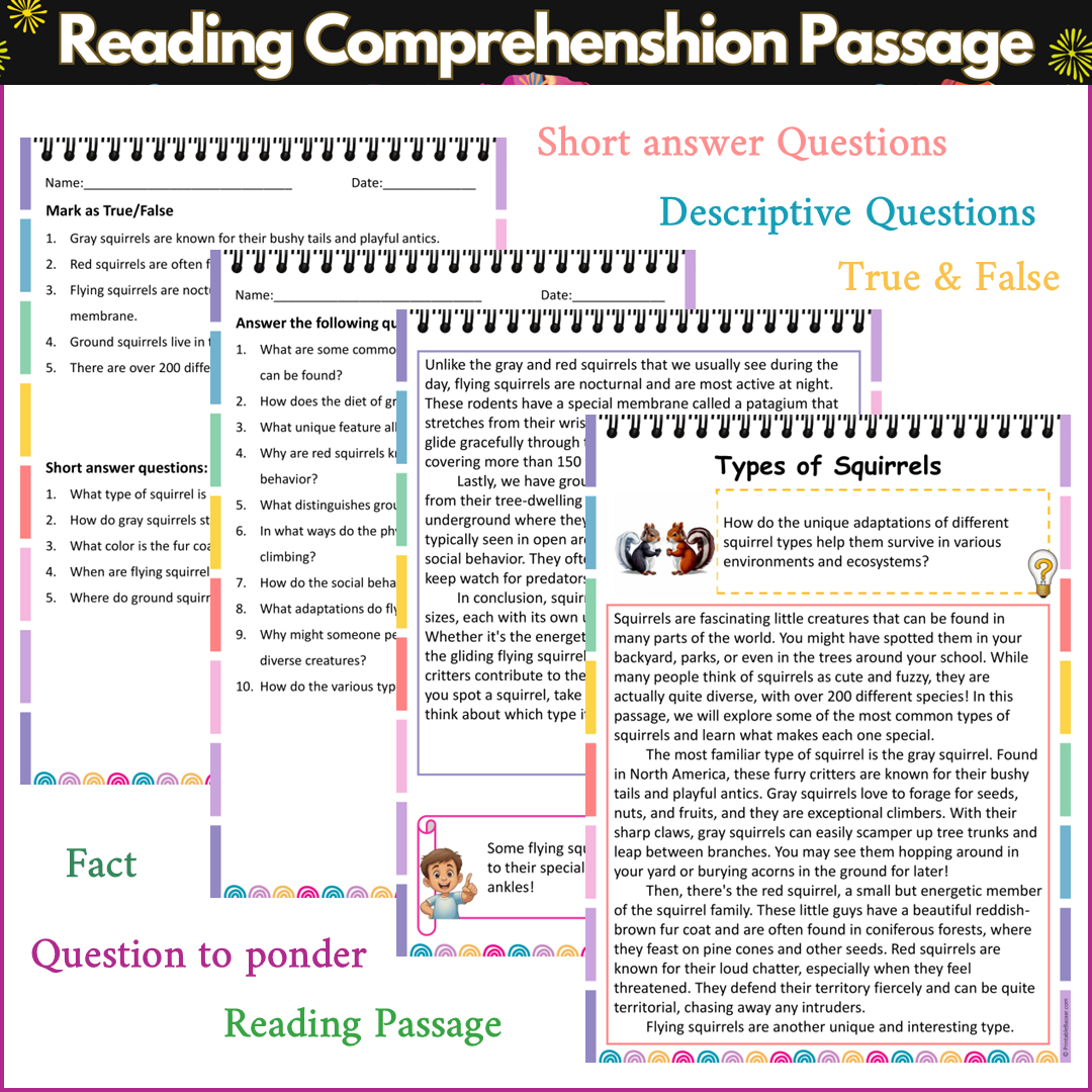 Types of Squirrels | Reading Comprehension Passage and Questions