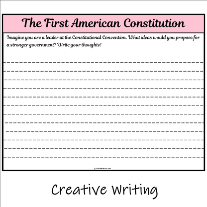 The First American Constitution | Main Idea and Supporting Details Reading Passage and Questions