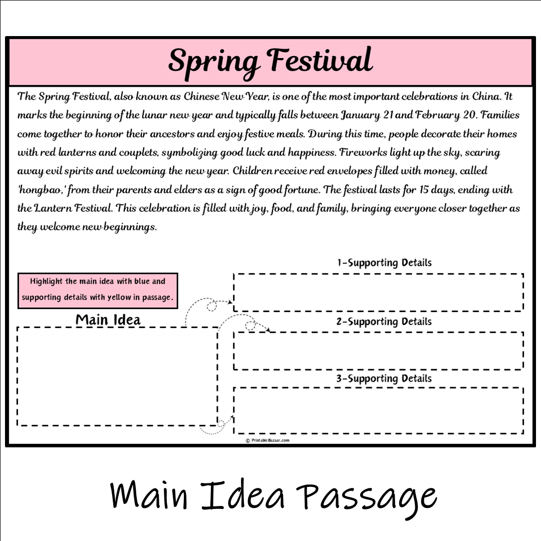 Spring Festival | Main Idea and Supporting Details Reading Passage and Questions