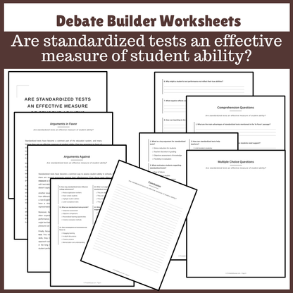 Are standardized tests an effective measure of student ability? | Favour and Against Worksheet Printable Activity