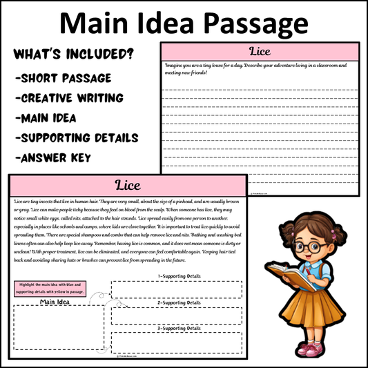 Lice | Main Idea and Supporting Details Reading Passage and Questions