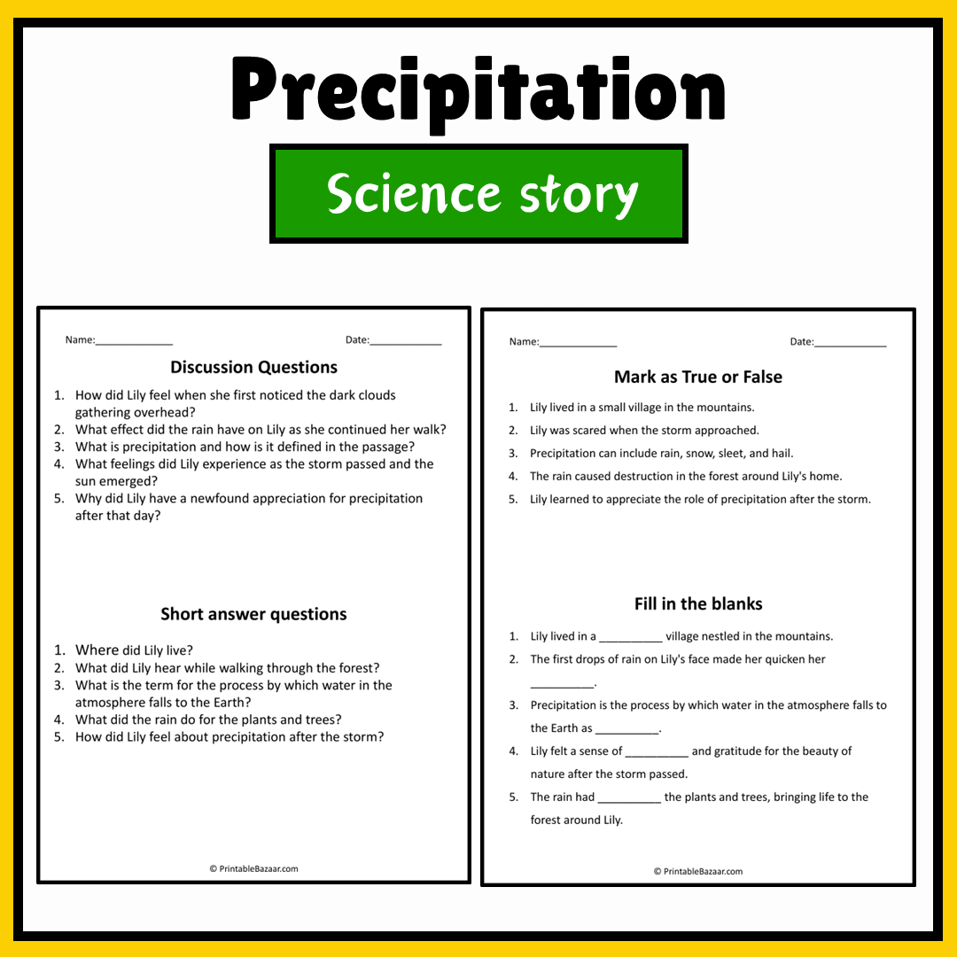 Precipitation | Science Story Reading Comprehension Activity