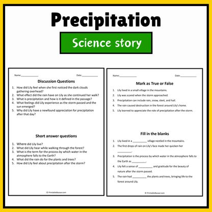 Precipitation | Science Story Reading Comprehension Activity