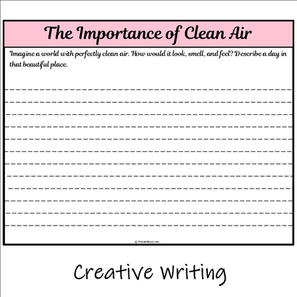 The Importance of Clean Air | Main Idea and Supporting Details Reading Passage and Questions