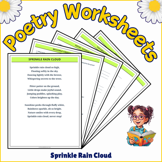 Sprinkle Rain Cloud | Poem Grammar Worksheet Printable Activity