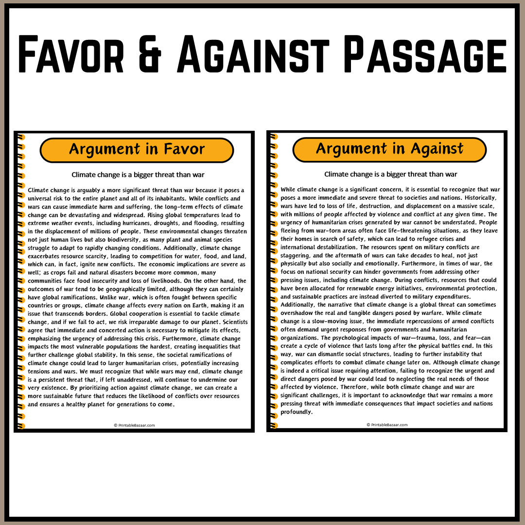 Climate change is a bigger threat than war | Debate Case Study Worksheet