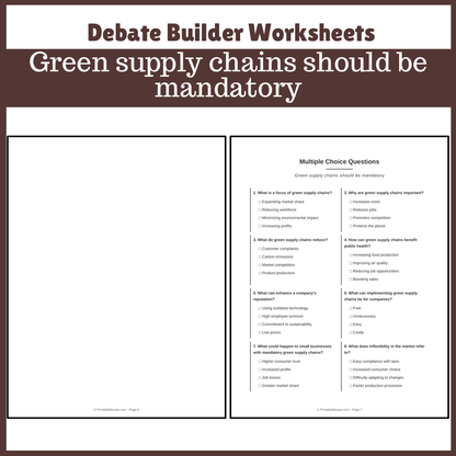 Green supply chains should be mandatory | Favour and Against Worksheet Printable Activity