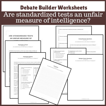 Are standardized tests an unfair measure of intelligence? | Favour and Against Worksheet Printable Activity