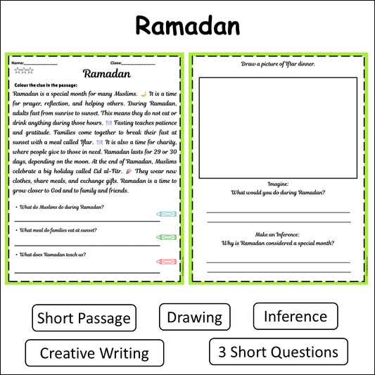 Ramadan | Short Reading Comprehension Creative Worksheet