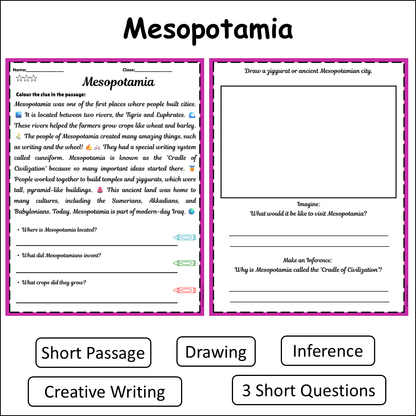Mesopotamia | Short Reading Comprehension Creative Worksheet