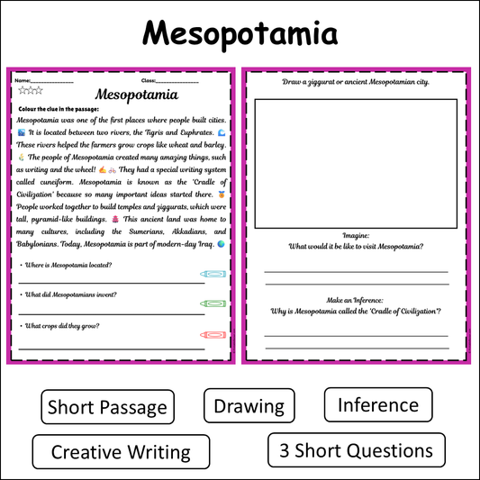 Mesopotamia | Short Reading Comprehension Creative Worksheet