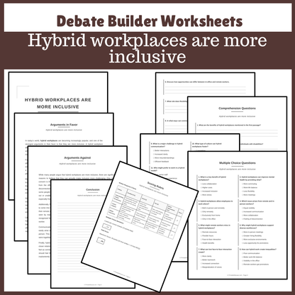 Hybrid workplaces are more inclusive | Favour and Against Worksheet Printable Activity