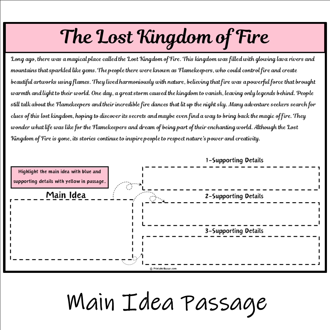 The Lost Kingdom of Fire | Main Idea and Supporting Details Reading Passage and Questions