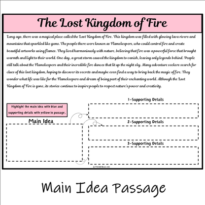 The Lost Kingdom of Fire | Main Idea and Supporting Details Reading Passage and Questions