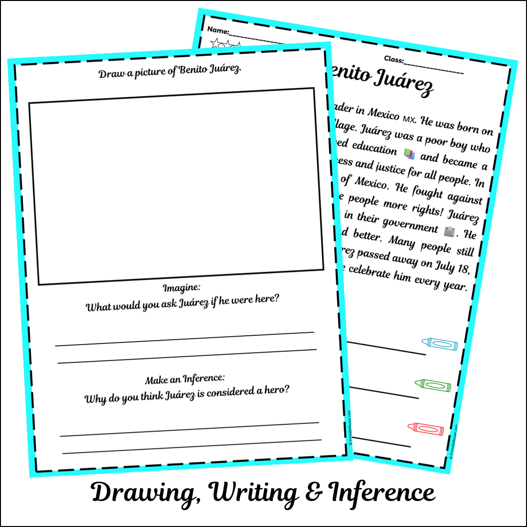 Benito Juárez | Short Reading Comprehension Creative Worksheet