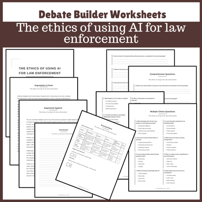 The ethics of using AI for law enforcement | Favour and Against Worksheet Printable Activity