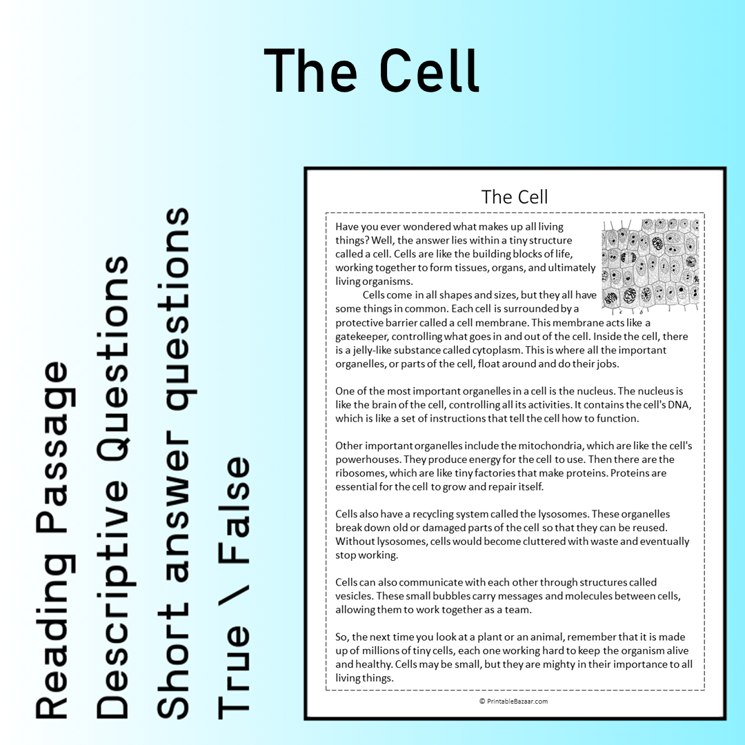 The Cell | Reading Comprehension Passage Printable Worksheet