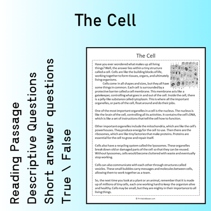 The Cell | Reading Comprehension Passage Printable Worksheet