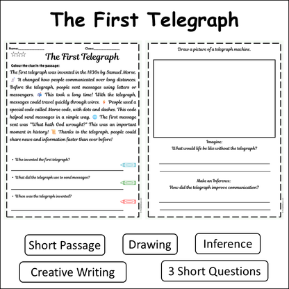 The First Telegraph | Short Reading Comprehension Creative Worksheet