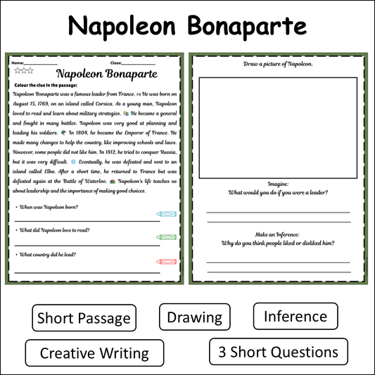 Napoleon Bonaparte | Short Reading Comprehension Creative Worksheet