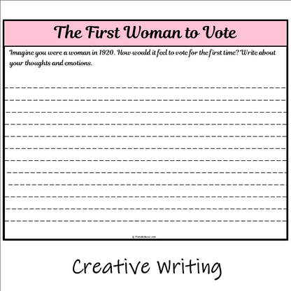 The First Woman to Vote | Main Idea and Supporting Details Reading Passage and Questions