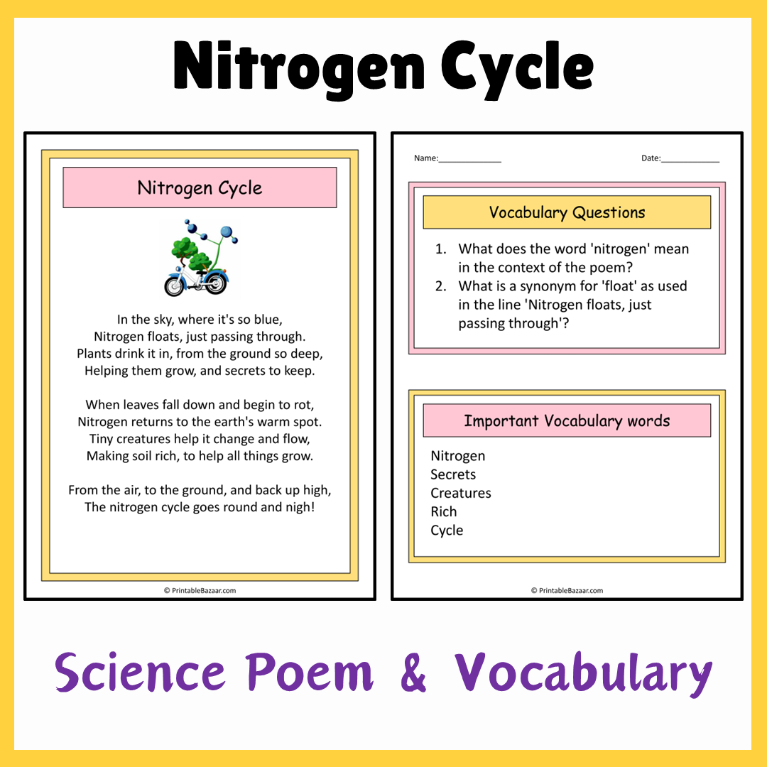 Nitrogen Cycle | Science Poem Reading Comprehension Activity