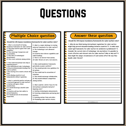 Should the UN impose mandatory frameworks for cyber warfare rules? | Debate Case Study Worksheet