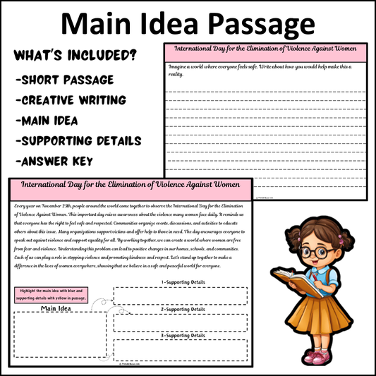 International Day for the Elimination of Violence Against Women | Main Idea and Supporting Details Reading Passage and Questions
