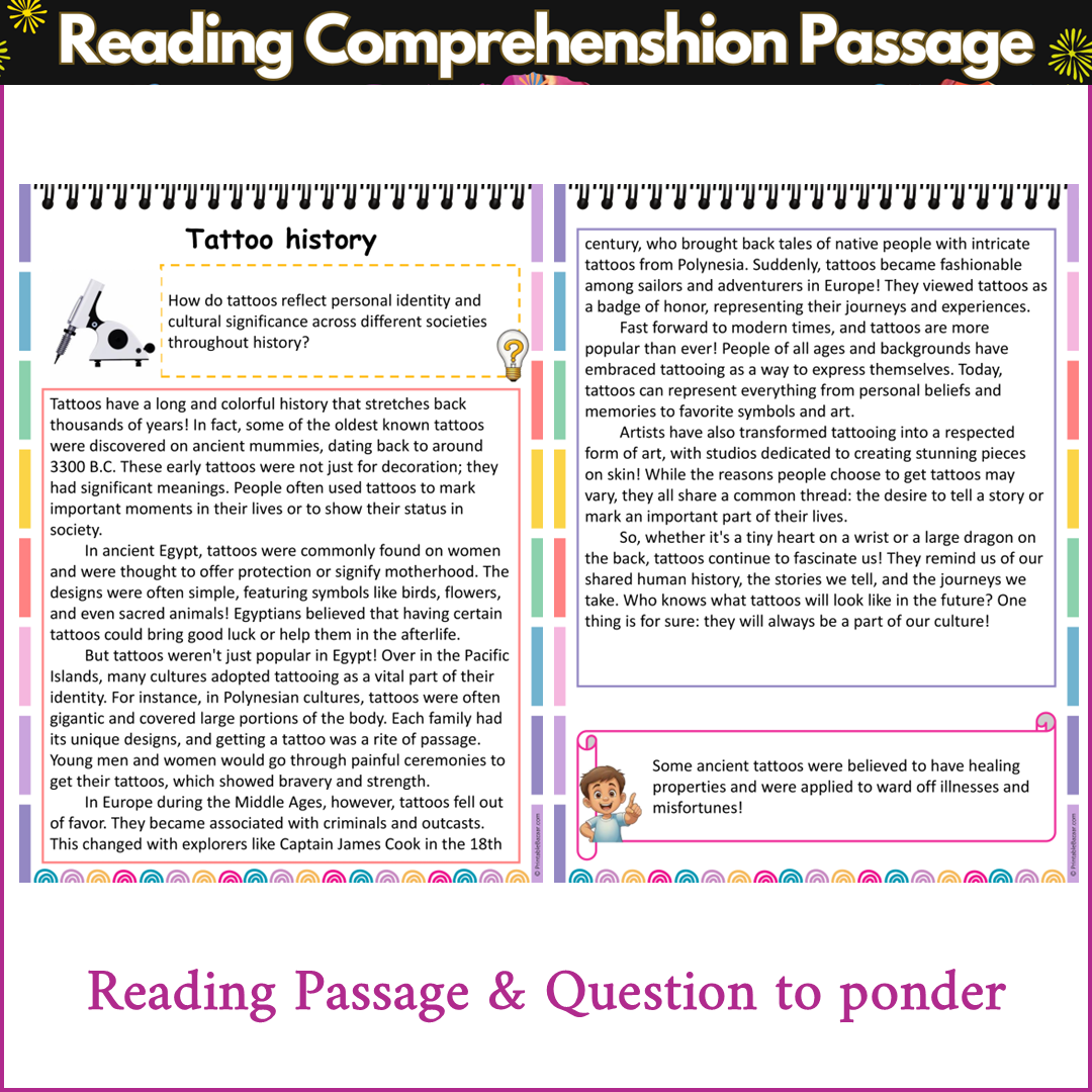 Tattoo history | Reading Comprehension Passage and Questions