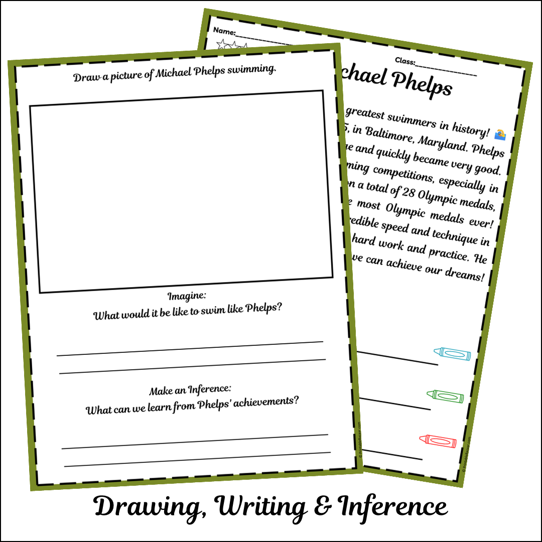 Michael Phelps | Short Reading Comprehension Creative Worksheet