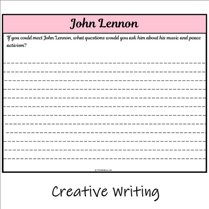 John Lennon | Main Idea and Supporting Details Reading Passage and Questions