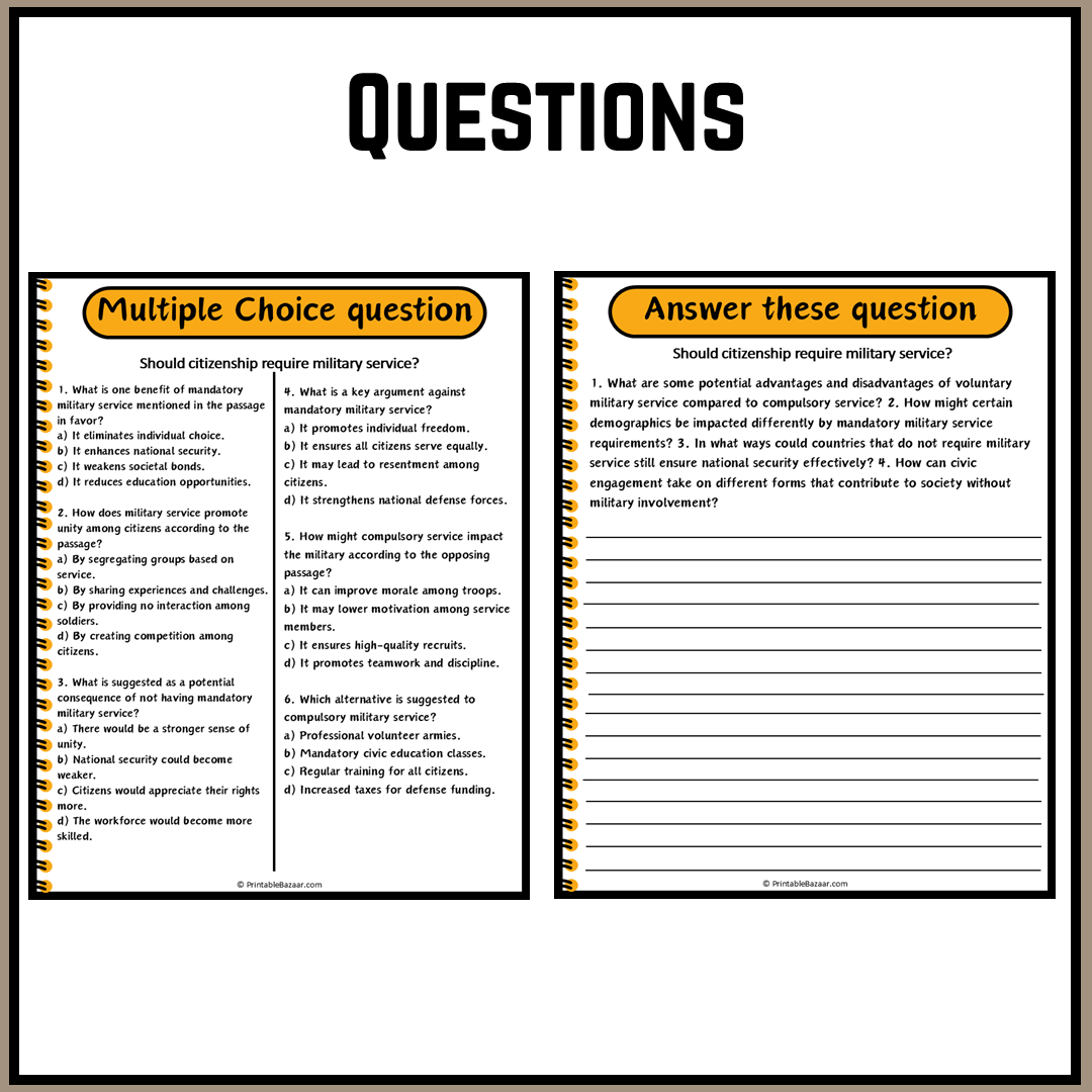 Should citizenship require military service? | Debate Case Study Worksheet