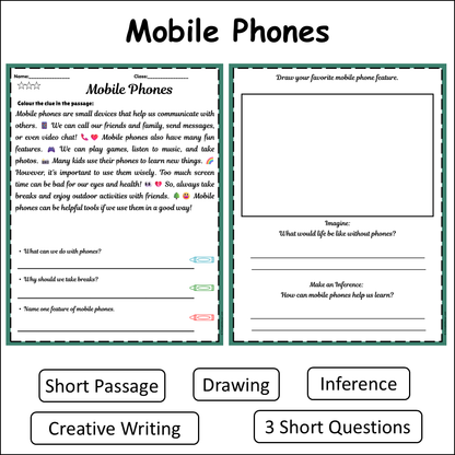 Mobile Phones | Short Reading Comprehension Creative Worksheet