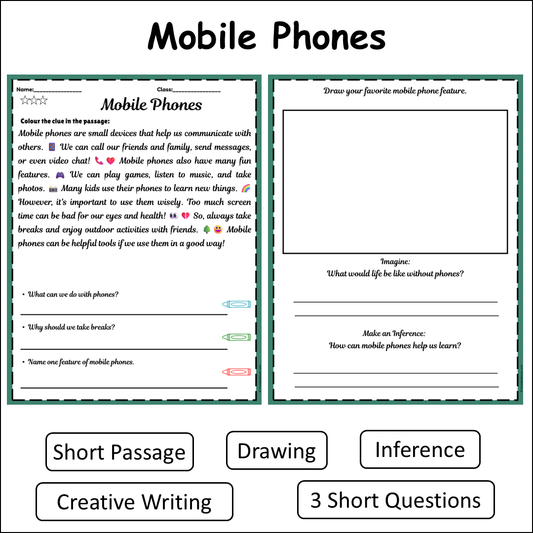 Mobile Phones | Short Reading Comprehension Creative Worksheet